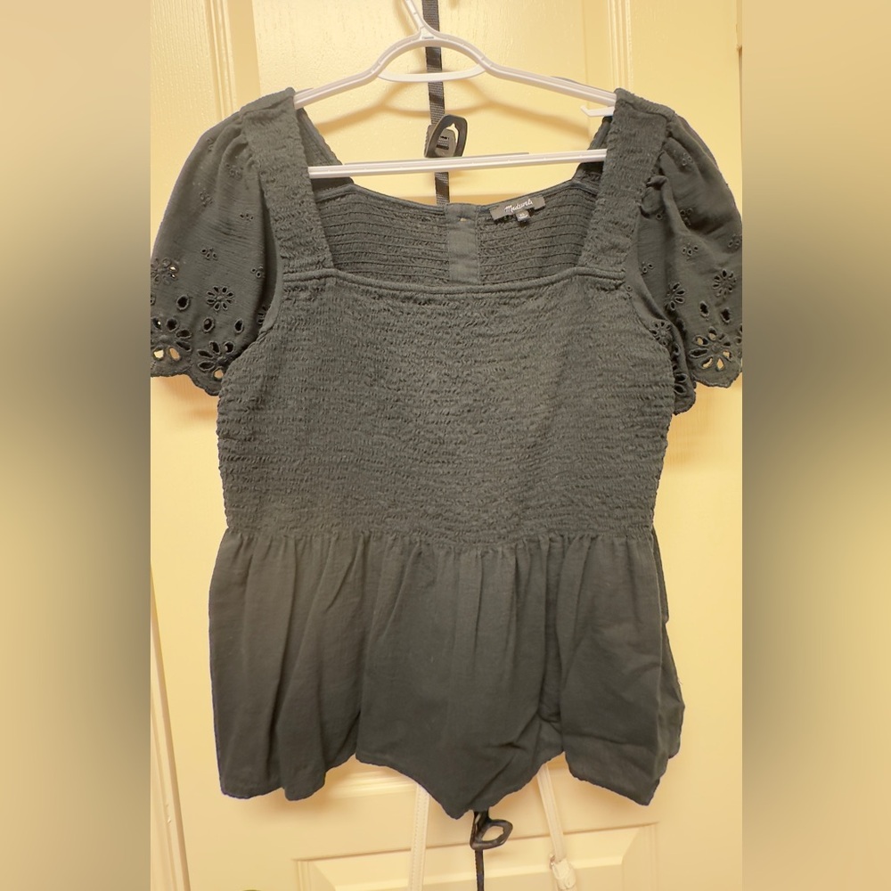 Madewell Women's Black Smocked Top